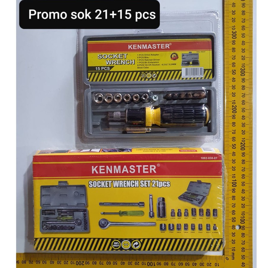 Paket PROMO Kenmaster Set 21 Pcs + 15 Pcs Socket Wrench Set