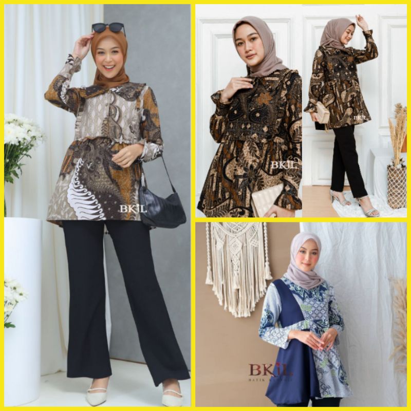 tey-17 Batik wanita ASJ SA HRB026 Kenongo Kemeja Tosca Pendek