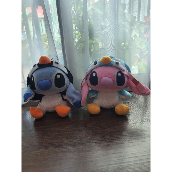Boneka Stitch & angel kostum pinguin (dijual sepasang) preloved