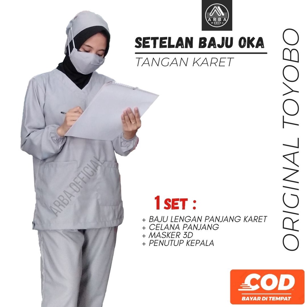Baju OK OKA dokter jaga perawat petugas medis LENGAN PANJANG KARET Bahan TOYOBO