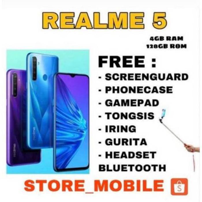 PROMO MURAH  REALME 5 RAM 4GB ROM 128GB GARANSI RESMI REALME [ HP / Tablet ]  BELI 2 GRATIS 1