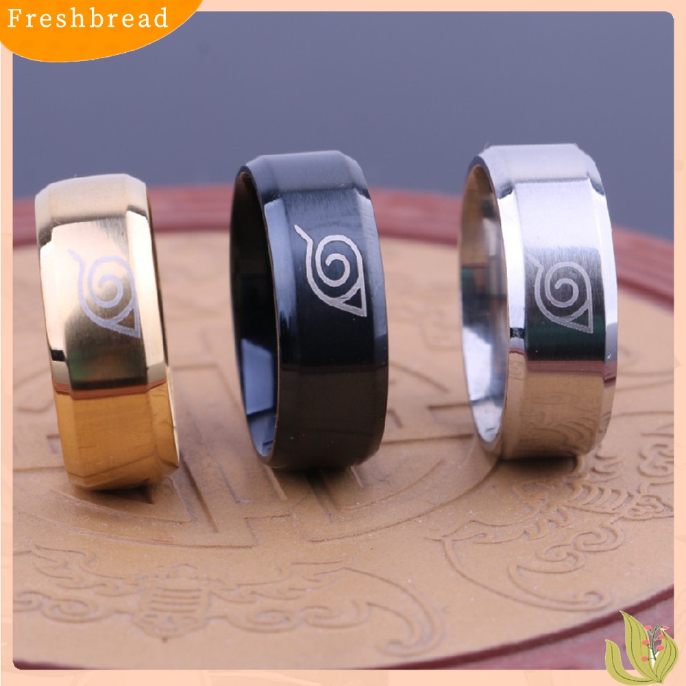 [TERLARIS]Unisex Naruto Konoha Leaf Village Logo Titanium Steel Ring Cosplay Jewelry Gift