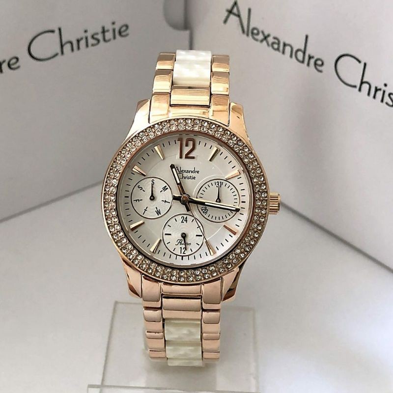 Alexandre Christie AC 2463 Rose White jam tangan wanita