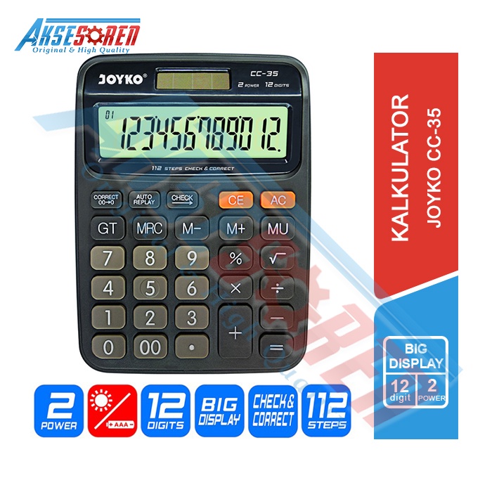 

Kalkulator 12 Digit Joyko [CC-35] Check Correct / Calculator Office / Kantor / Menghitung Jualan