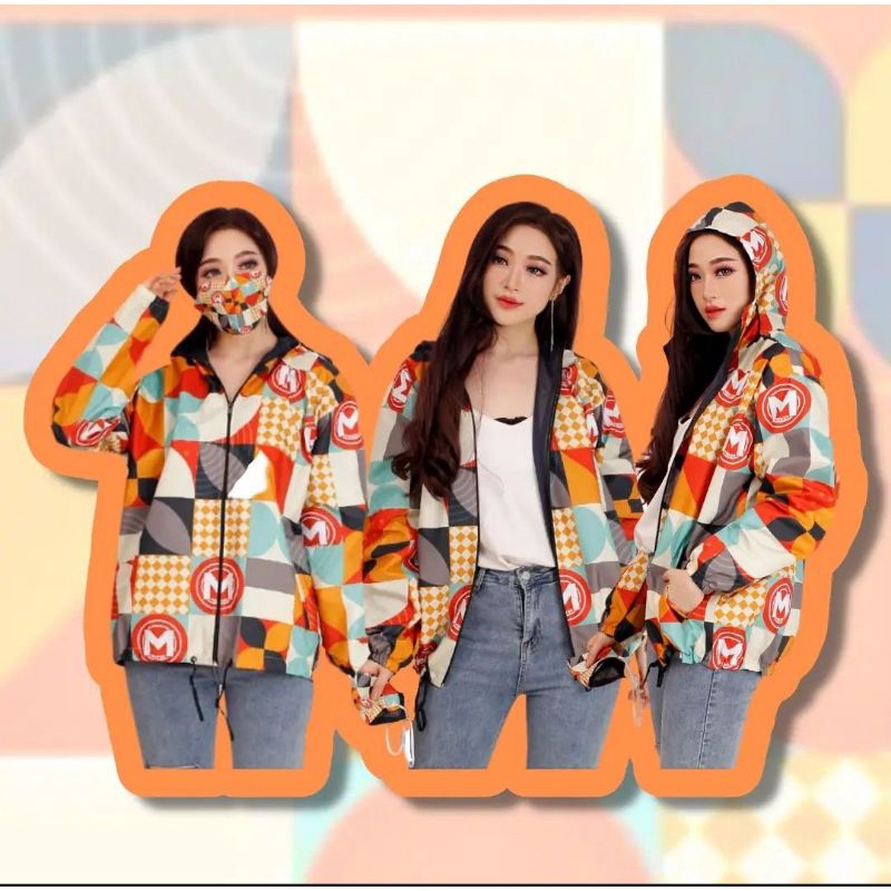 jaket parasut wanita printing motif intermezzo