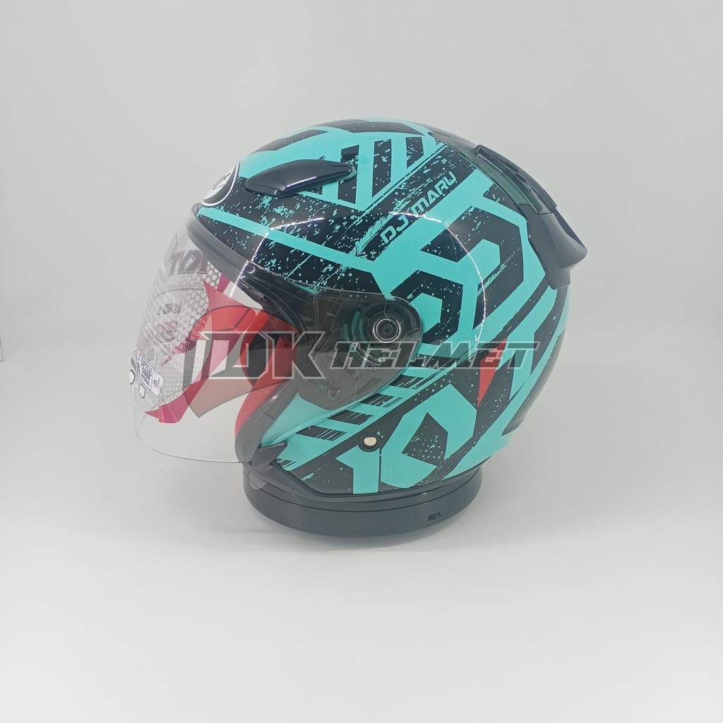 Helm Half Face KYT DJ Maru Seri 16 Aqua Blue Black Biru Muda Model Terbaru baru 2020 Original