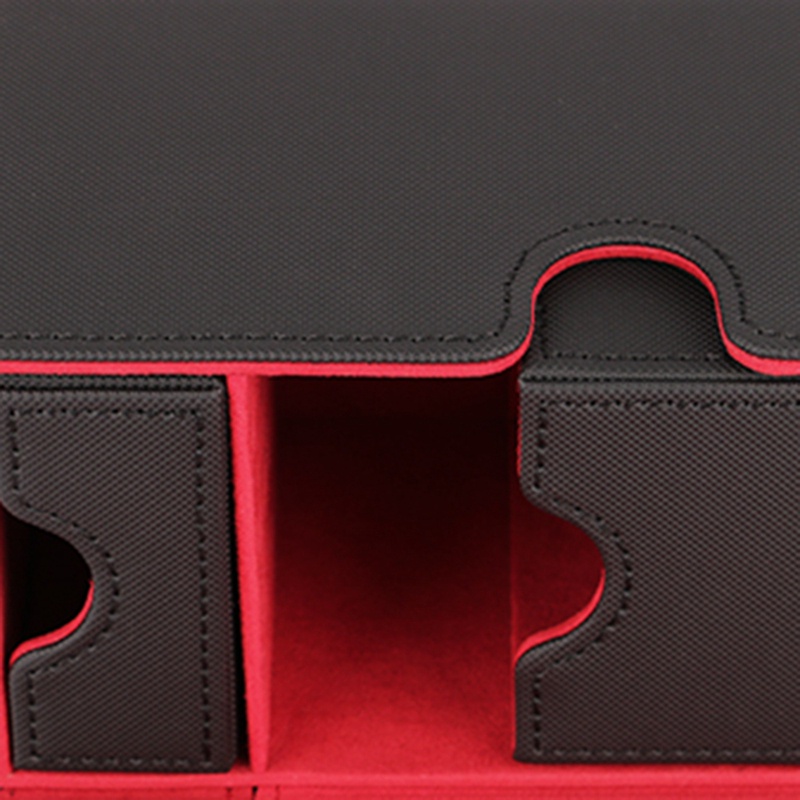 Ultra 100+Cards Deck Box Leather Board Games Cards Deck Case for Magical All the Cards Keyforge,Black Red