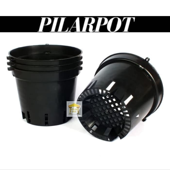 Jual pot bunga tanaman plastik hitam 15cm - pot anggrek vanda Berkualitas
