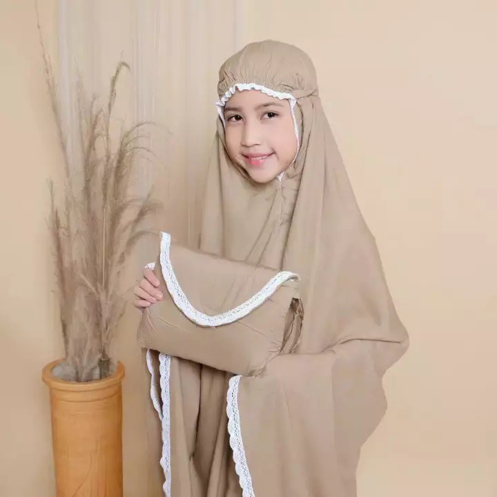 [TUKUYU KONVEKSI] MUKENAH ANAK POLOS BALI RENDA TAS - MUKENAH TRAVELING SD SMP - MUKENA ANAK IMPORT 