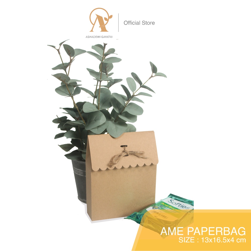 

Ashadewi Gayatri - Ame Paperbag : Small 13x16.5x4 cm / Paperbag Rakit / Paperbag Tali Rami / Goodie Bag / Brown Kraft
