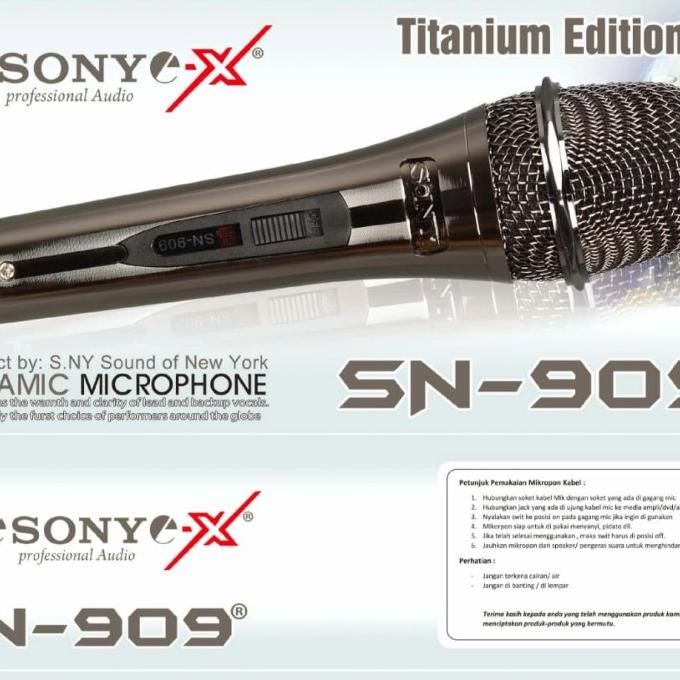 Microphone SONY SN 909 Titanium series Mic karaoke SONY Mic kabel