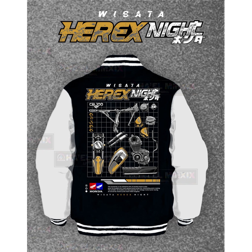BISA COD Jaket Varsity Kancing Vintage Big Size S - 6XL Jaket Sporty Pria Wanita Jaket Herex Vibes