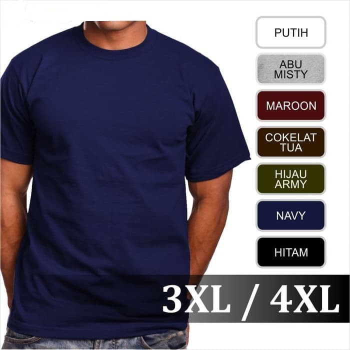 Baju Kaos combed 30s Polos Dewasa Big Size Jumbo 3XL 4XL 5XL