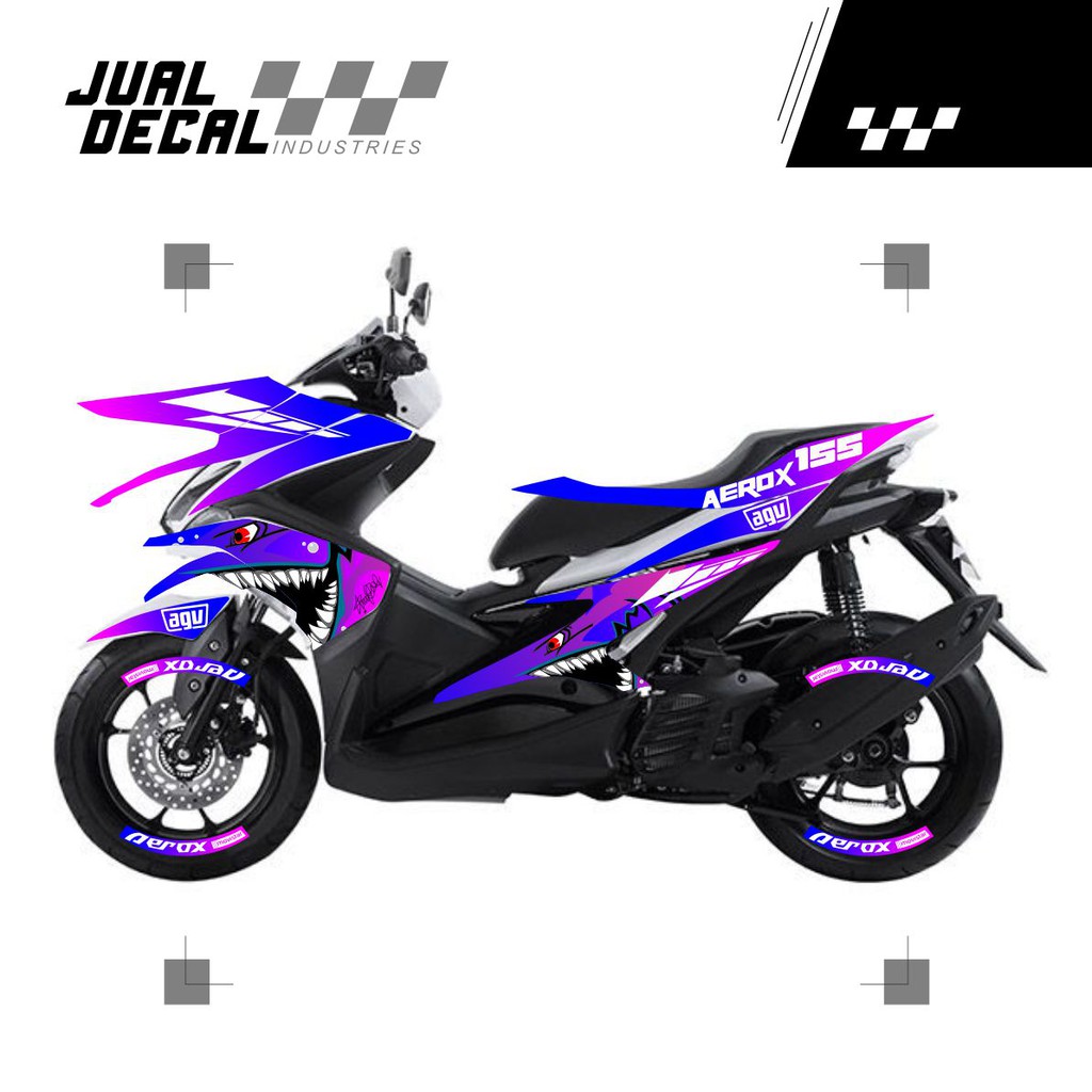 BONUS VELG | Stiker variasi motor AEROX 155 2021 - motif | Striping motor AEROX 155 NEW | BABY SHARK