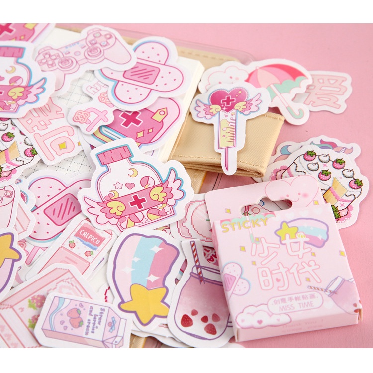 46pcs/set Creative Cute Girls DIY Hand Account Decoration Stickers Paper Crafts