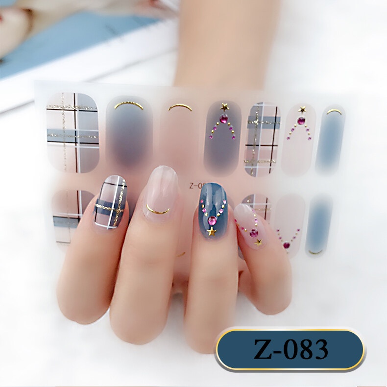 Z 14Pcs/Set Stiker Kuku 3d Desain Bermotif High End Berlian Mutiara Permata Warna-Warni Untuk Tempel Tahan Air Tahan Lama Menicure Stickers Korea Self Adhesive Fashion Sticker kuku Full Aksesoris Dapat Kupas Mudah Digunakan Dan Dilepas Anti Air Nail Art