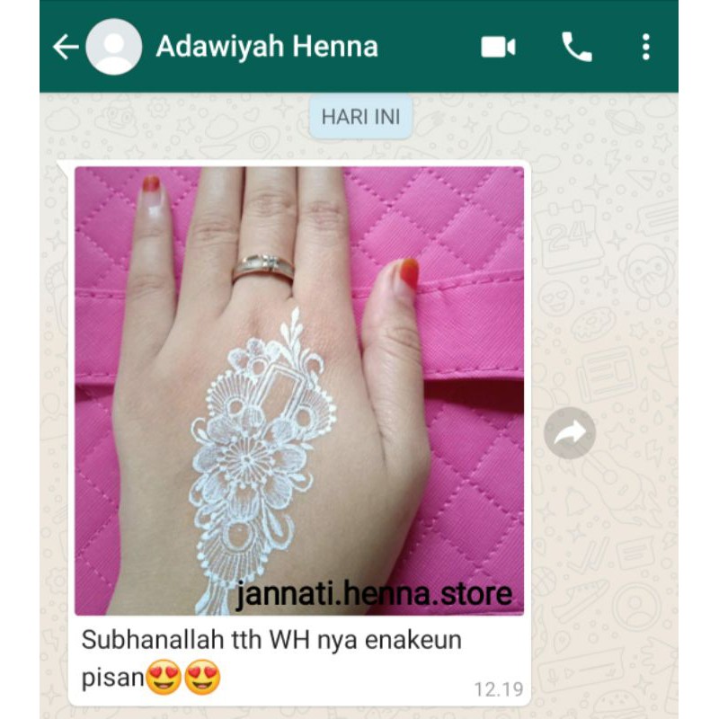 WHITE HENNA JANNATI REAL WHITE HENNA WATERPROOF SUPER AWET HENNA PUTIH MURAH PAKET HENNA