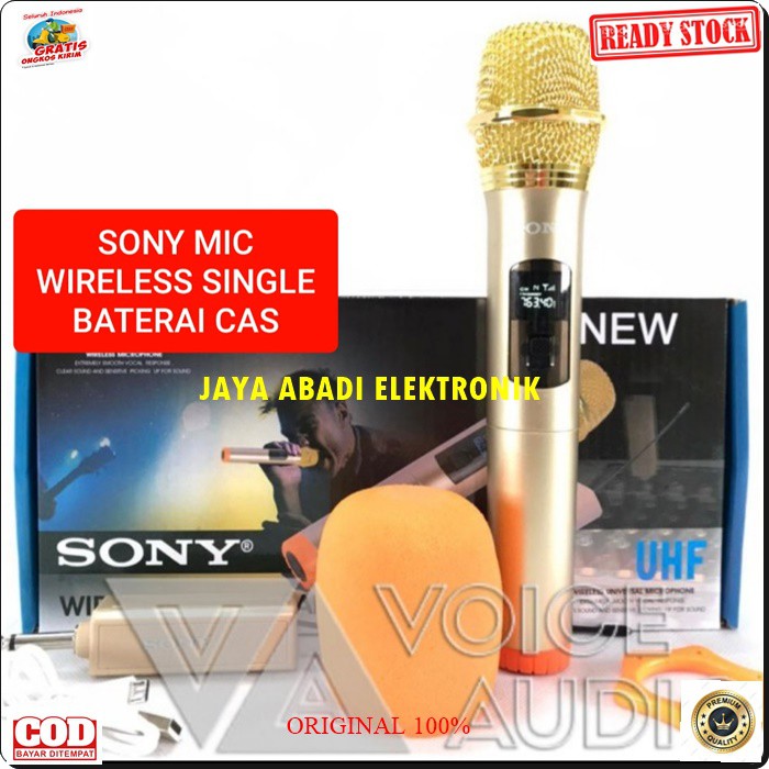 G492 SONY MIC WIRELESS MICROPHONE CAS CASAN BATERAI CHARGER UHF MIK KARAOKE Mic single pro vocal vokal suara audio sistem mik professional panggung dj studio sound system G492  Deskripsi Mic wireless Sony 1 pcs mic pegang 1 pcs transmitter/receiver 1 pcs