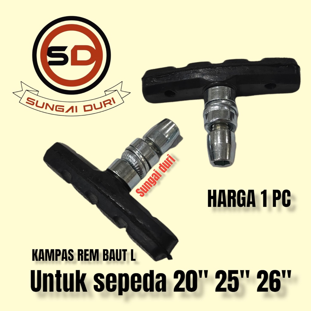 Kampas rem sepeda karet rem Baut L