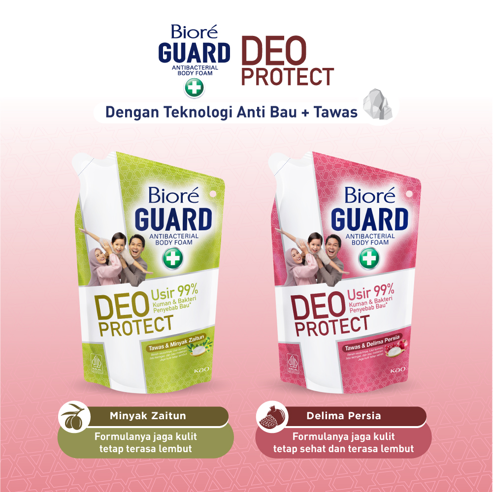 Biore Guard Deo Protect Sabun Mandi Cair Anti Bakteri Halal Tawas &amp; Delima Persia Pouch 400ml