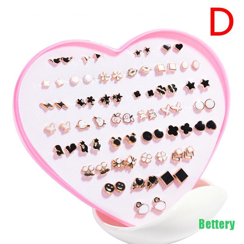 [Bettery] 36 Pairs Fashion Women Girls Crystal Diamante Flower Stud Earrings Jewelry Set CVBH-StyleD