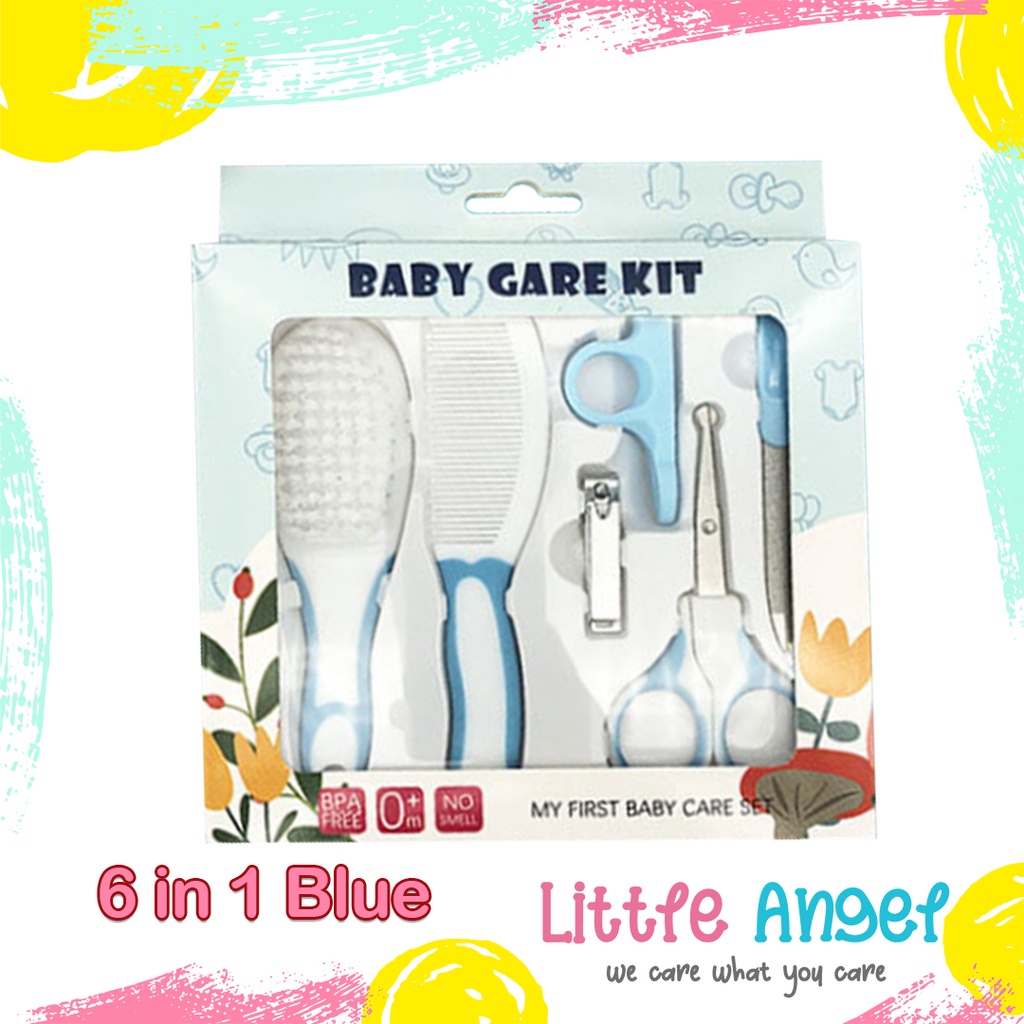 BABY CARE NAIL KIT SET Alat Perawatan Bayi 10in1 Sisir Gunting Bayi Hadiah Lahiran Newborn Gift COD-6 in 1 Blue