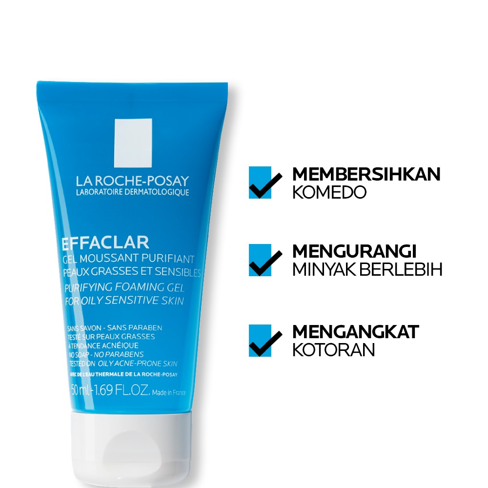 La Roche Posay Effaclar Foaming Gel Cleanser 50ml - Facial Wash Kulit Jerawat/ Berminyak