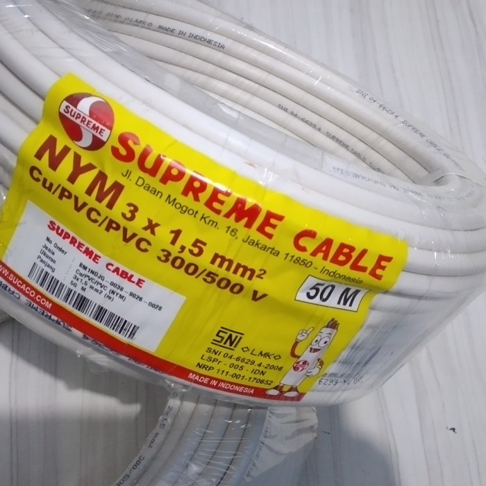 Kabel Supreme 3x1.5 @50meter Termurah