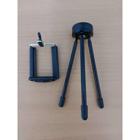 Tripod Mini Metal + Holder U Besi Handphone Zoom Mini Design Tripod Kecil Hp