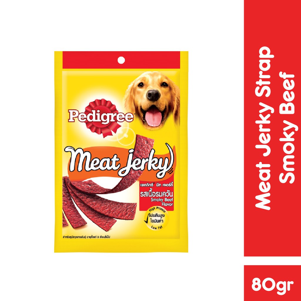 PEDIGREE® Meat Jerky Strap Snack Anjing 80 g - Isi 1-Smoky Beef