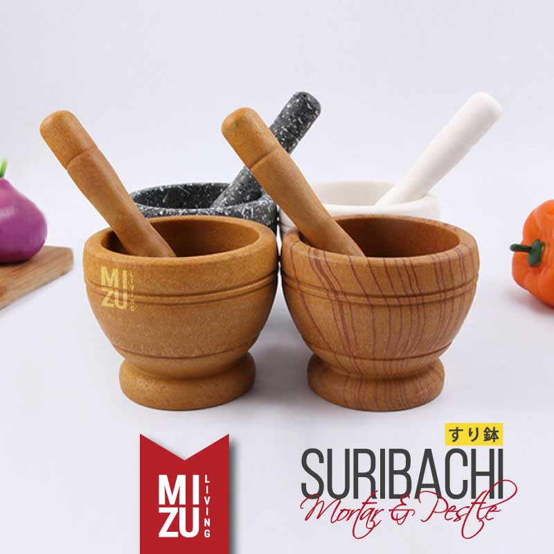 MIZU SURIBACHI Mortar &amp; Pestle Ulekan Dapur Cobekan Bumbu Masak Tumbukan Obat