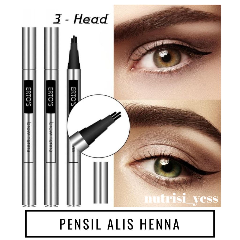 ERTOS Brow Henna Original BPOM Pensil Alis Waterproof Awet Mudah