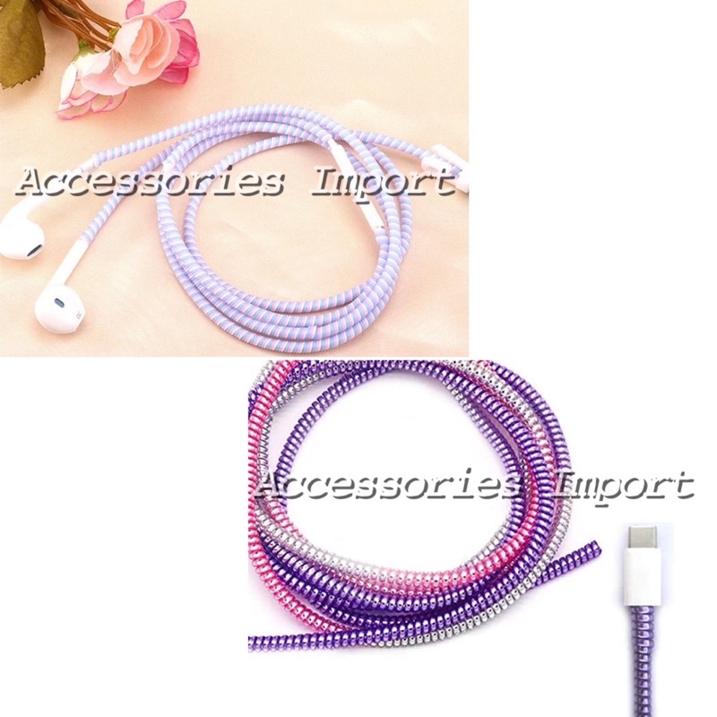 PELINDUNG KABEL UNIVERSAL/ PELILIT KABEL WARNA-WARNI/ CORD PROTECTOR CABLE DATA CHARGER HANDSFREE SPIRAL LILITAN