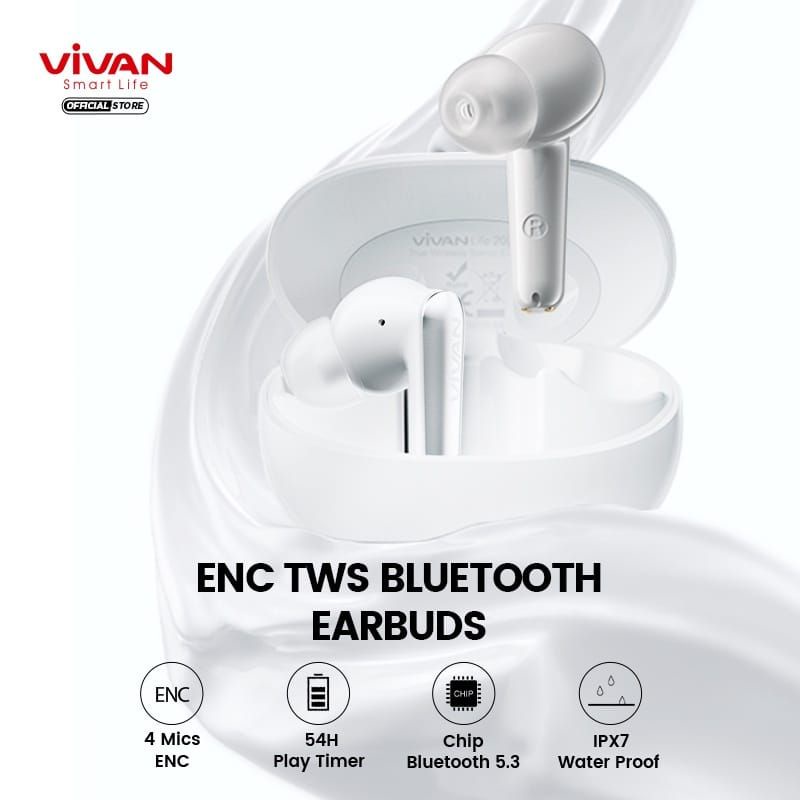 HEADSET BLUETOOTH TWS ENC WATERPROOF IPX7 VIVAN LIFE 200NC