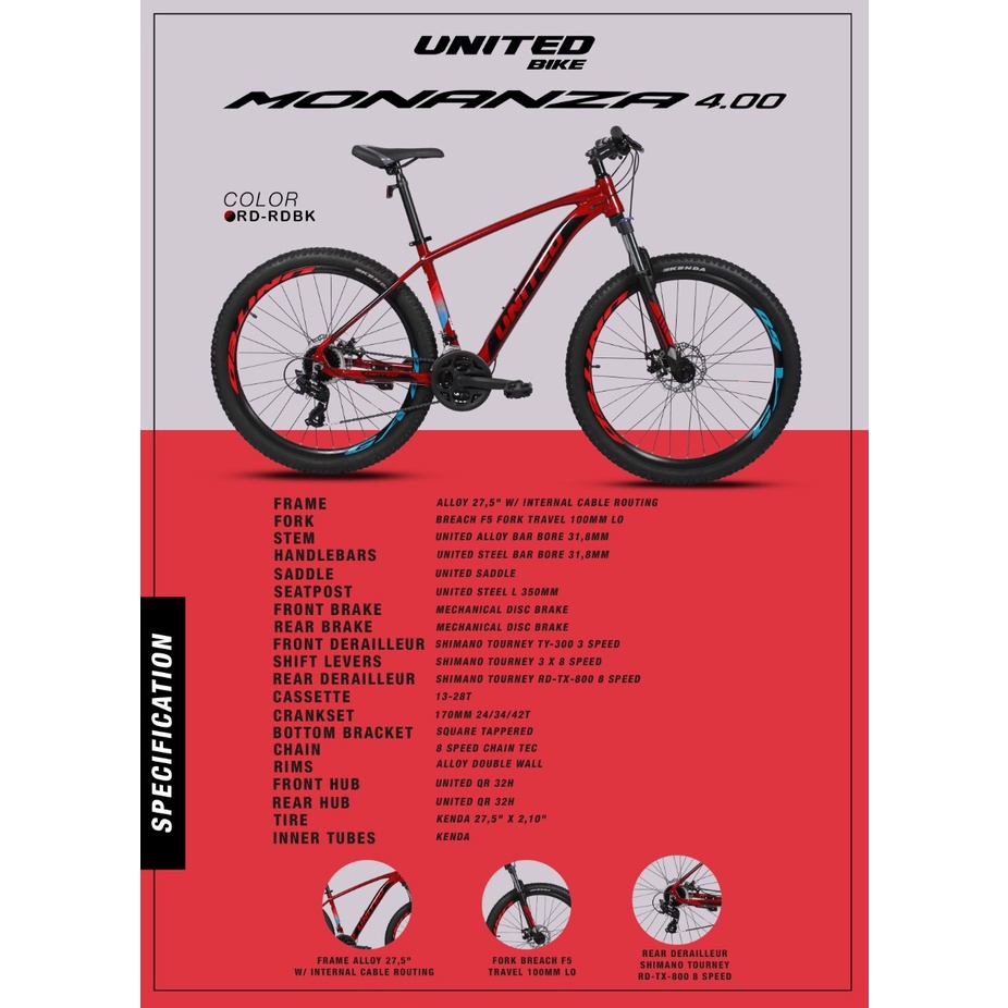 Sepeda MTB 27.5 United NEW Monanza 4.00 FREE TEMPAT BOTOL