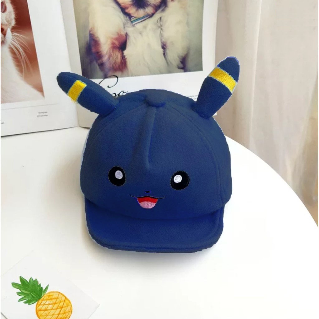 Topi anak pikachu lucu Topi pokemon anak Bordir Nama Custom-NAVY