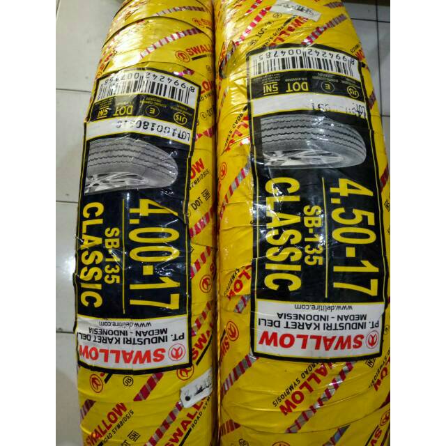 Paketan Ban Swallow 400-17 dan 450-17 SB 135 Classic Tanpa Ban Dalam