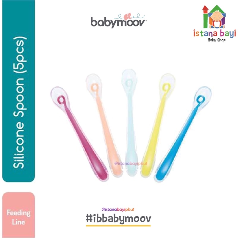 Babymoov Silicone Spoon Mix 5pcs (A102407) - Babymoov sendok bayi