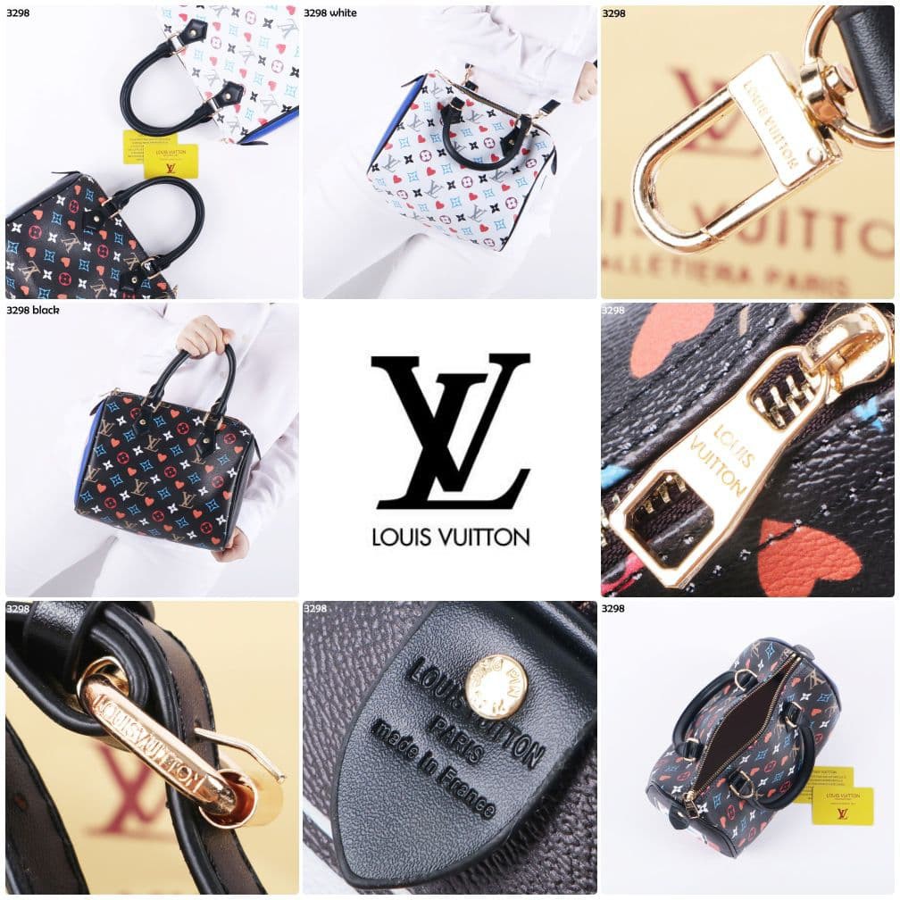 COD ❤️ Tas Wanita LV Game On Speedy Black White Bandouliere with Box Premium Box