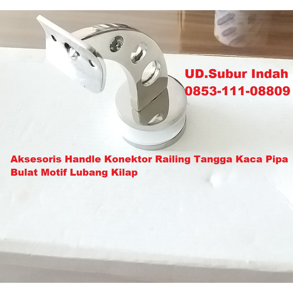 Aksesoris Handle Konektor Railing Tangga Kaca Pipa Bulat Motif Lubang Kilap