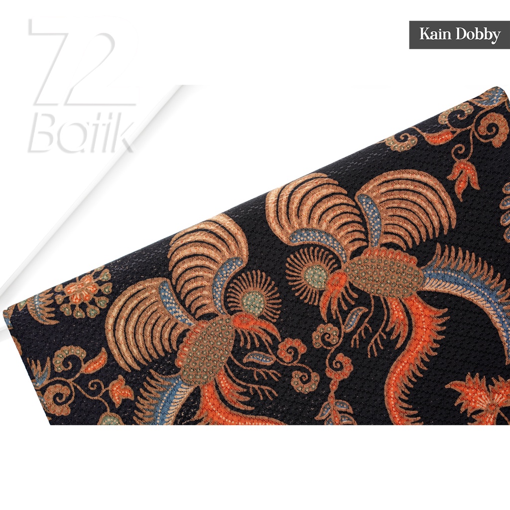 KAIN BATIK PREMIUM Bahan Dobby Motif Burung Yin Warna Orange Merah 721704 Cap 72 Jarik Jarit Samping Kebat Panjang Batik Katun Modern Premium Bahan Seragam Batik Pernikahan Kantor Keluarga Murah Kamen Jadi Batik Bali Lembaran