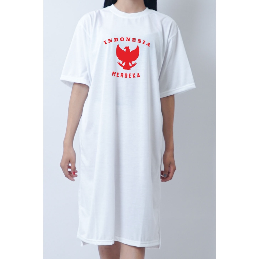 YOURSTYLE1119 - BASIC DRESS MIDI GARUDA MERDEKA OVERSIZE SLIT TSHIRT MIDI DRESS