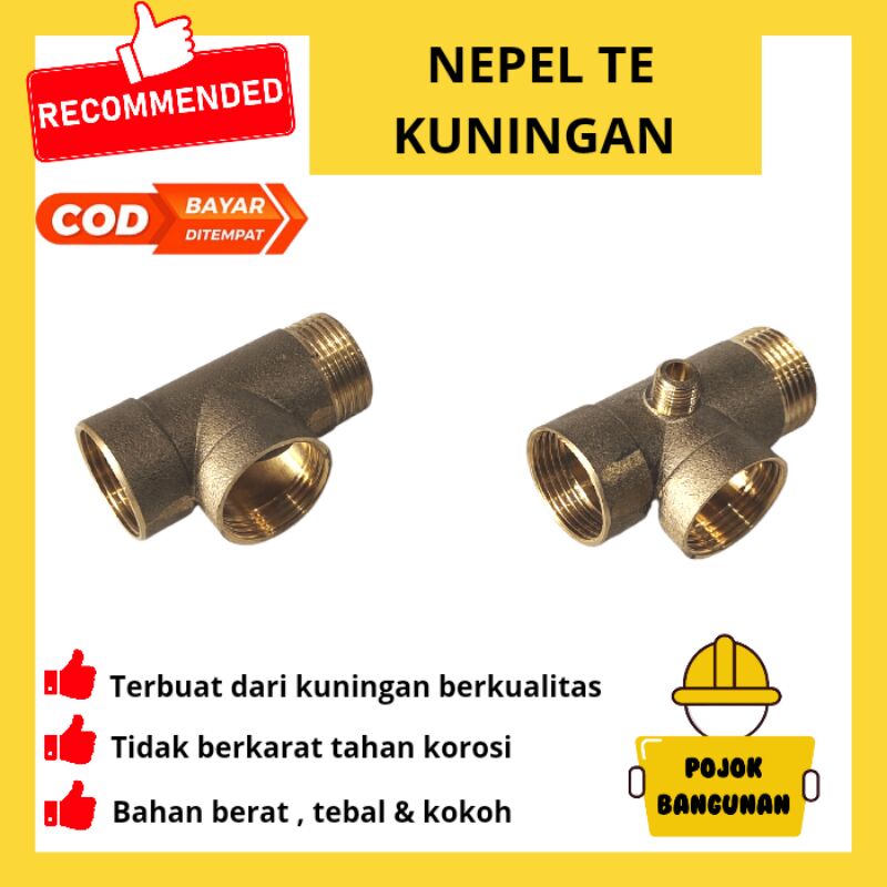 SAMBUNGAN NEPEL DRAT T TEE  POMPA KUNINGAN OTOMATIS AIR
