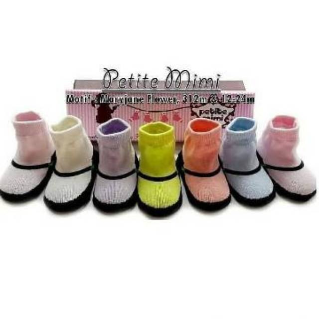 Kaos Kaki Bayi Baby Socks Petite Mimi Box Isi 6pcs 0 3 6 9 12 24 Bulan 1 2 Tahun