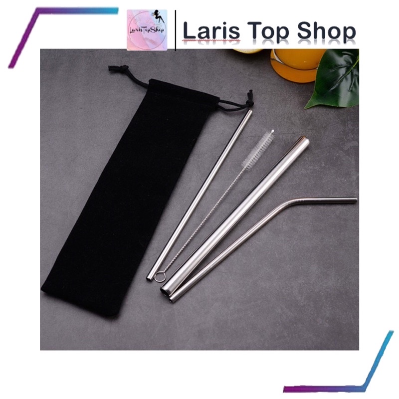 Sedotan Set Stainless Straw / Sedotan Stainless Straw Food Grade / Sedotan Besi Stainless Anti Karat / Sedotan Eco Friendly / Sedotan Ramah Lingkungan / Sedotan Tumblr Stainless