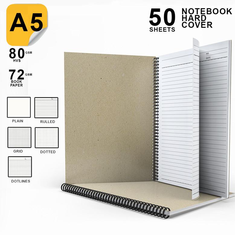 

[KODE PRODUK BHQUC9295] Notebook Coklat Tebal A5/Buku Catatan Polos/Spiral Kawat/Kertas Lines Grid Dotted Plain/Note Book