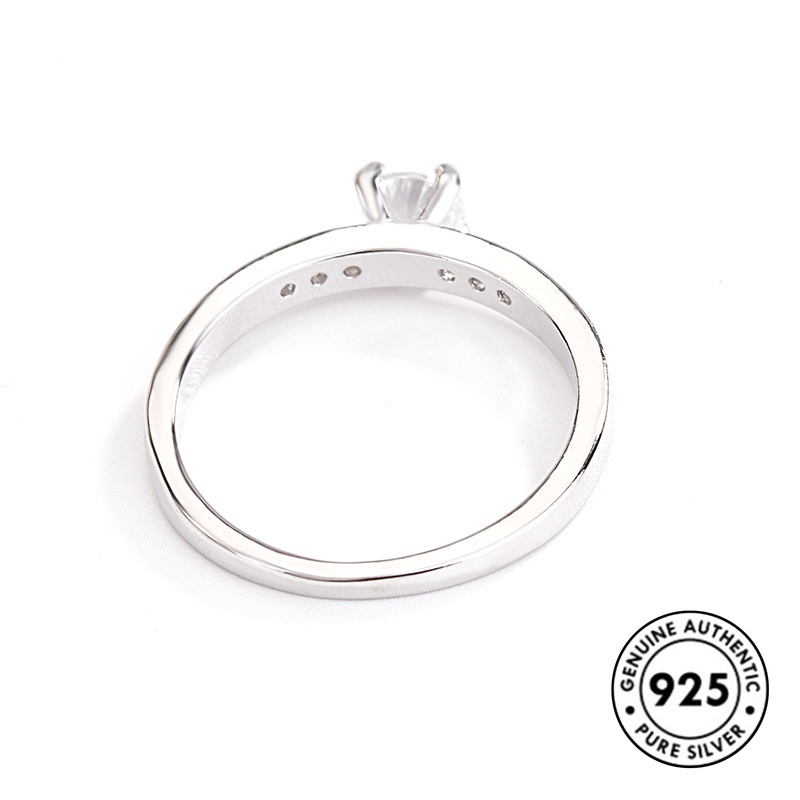 Cincin S925 Silver Aksen Berlian Gaya Simple Elegan