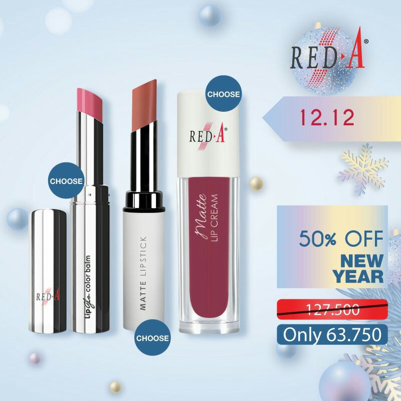 Paket Lipstick Lip Matte Cream Glo Color Balm Red A