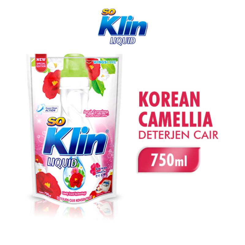 SOKLIN Detergent Cair / So Klin Liquid Korean Camellia, Sakura Strawberry 825ml