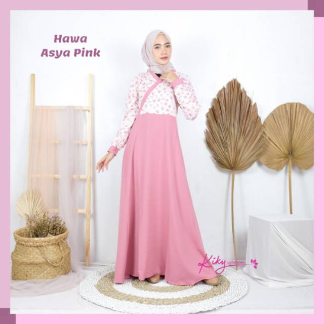 Gamis ala korea model hawa kombinasi katun jepang dan ity crepe